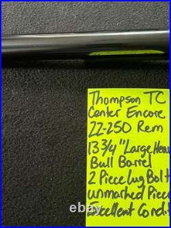 22-250 rem 13 3/4 ENCORE blue barrel thompson center TC 1 thick heavy barrel