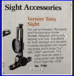 THOMPSON CENTER VERNIER TANG REAR SIGHT (7190) VTG Rare highly collectible
